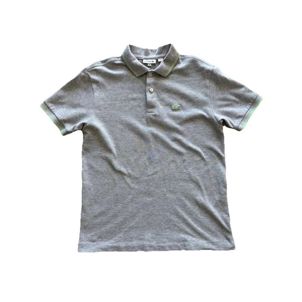 Lacoste Boys‎ Grey Gray Green Polo Shirt 14/16